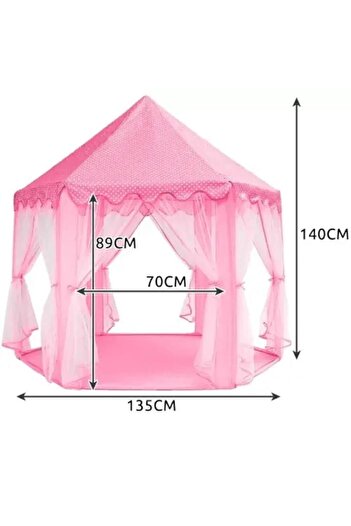 SMARTECH Children's Play Tent, Princess Castle, Foldable with 6 Entrances, 135x140 cm, Pink