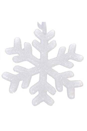 Jumbo Christmas Tree Ornament Foam Snowflake with White Glitter 17 cm