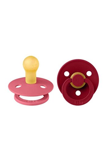 Bibs Pack of 2 Colour Soother Bpa Free Dummy Pacifier, Round Natural Rubber Latex, Size 1 (0 - 6 Mon