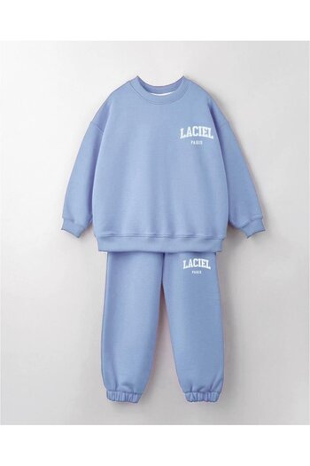 2kids2mom Girl's Laciel Paris Winter Clup Blue 3 Thread Ribbed Fabric Bottom Top Tracksuit Set
