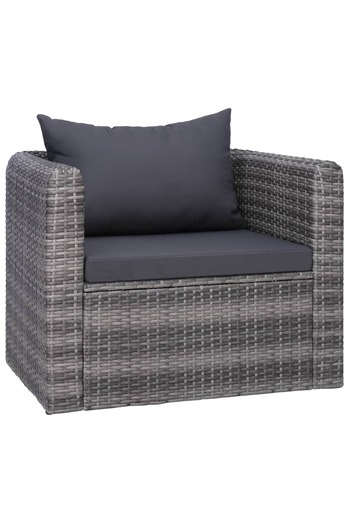 vidaxl 6 Piece Garden Sofa Set with Cushions & Pillows Poly Rattan Grey