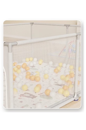Nichiduta Playpen 120x120x65 cm with metal frame, mesh walls, zipper access, 4 rings