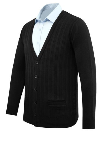 Çizgi Triko Men's Buttoned Cardigan with Pockets Patterned Steel Knit Classic Fit - 5203m
