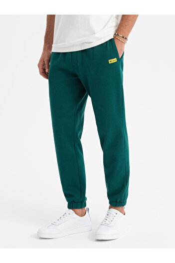 OMBRE Κλασικό unisex παντελόνι φόρμας με κορδόνια περίσφιξης - σκούρο πράσινο V17 OU-PSBC-0100 XS/S