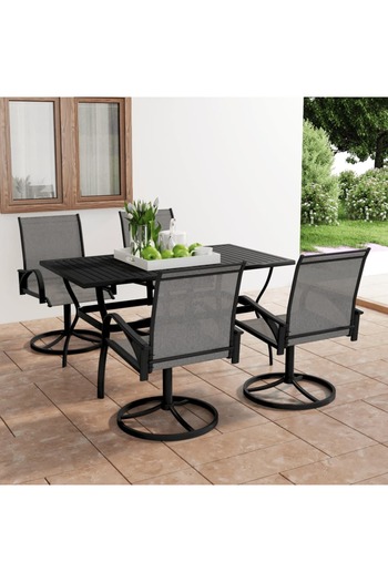 vidaxl 5 Piece Garden Dining Set Textilene and Steel