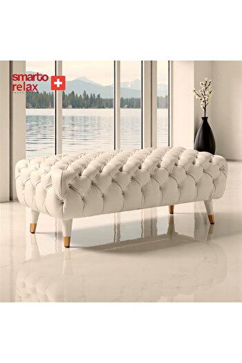 Smarto relax Swiss Style Puf, Babyface Kaplama, 110x45x40 cm, Pelastik Ayaklı, Kapitone