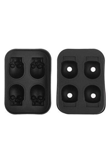 OEM Black Silicone Mold with 4 Compartments Skull Pattern for Ice Cream 11.5x8x4.5cm