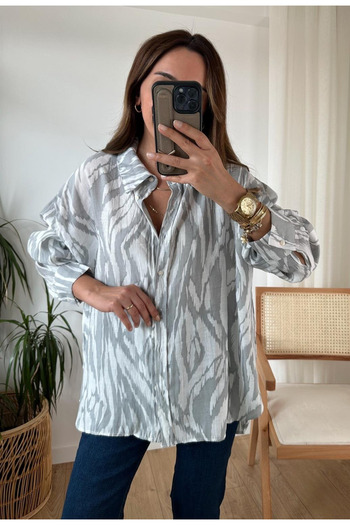 My Blog Gray Oversize Shirt - 4833