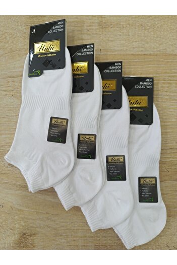 ÜNLÜ ÇORAP Bamboo Booties Seamless 4 Pairs White