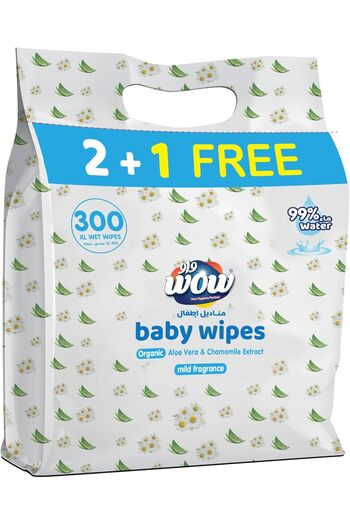 WOW Baby Wet Wipes, Extra Thick,100S 2 + 1 Pack, Pack Of 300