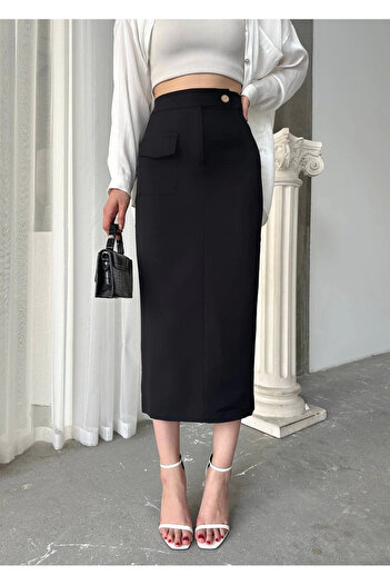agishop Long Button Skirt