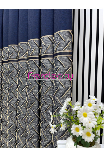 PERDECITY Bohemian Style Navy Blue Mink Fringed Panel Backdrop Curtain 1X3 Tightly Pleated [Single Panel] Suitable for All Rooms