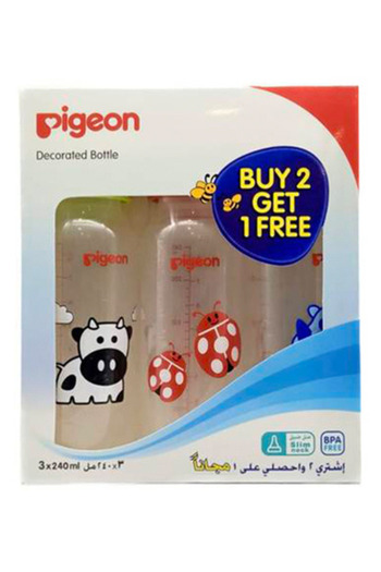 Pigeon Pigeon Plastic Feeding Bottle 240ml Graphics Display 2+1