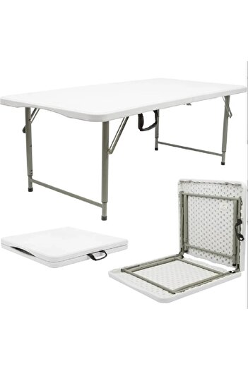 Generic Akten 120cm Rectangular Folding Table, Plastic, White