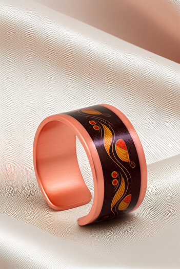 OSMANLI GÜMÜŞ Women's Copper Ring - Autumn Model Special Edition Metal Box and Quartz Stone