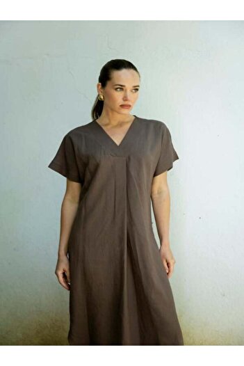 Eternity Global Linen Dress Brown