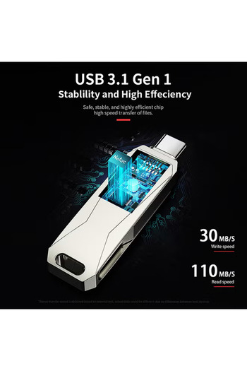 Netac Type-C USB 64GB Double Interface Flash Drive Plug U782C_2 Silver