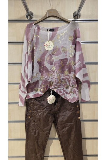 Park Moda Italian Mercerized Blouse Batik Leaf Pattern