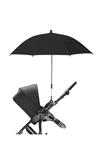 TEKNUM Universal Stroller Umbrella With Holder Clip Clamp, 360 Degree Rotatable - Black