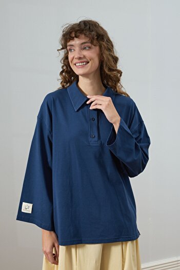 Ceylan Otantik Indigo Single Jersey Collared Bodysuit