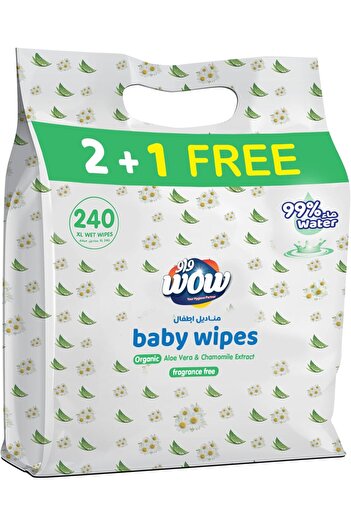 WOW Baby Wet Wipes, Extra & Long 80 X 3 Packs, 240 Sheets