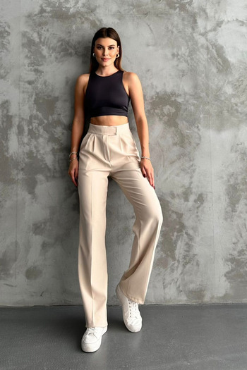 adba style Women's Double Crepe Lycra Velcro Closure Palazzo Trousers 4045