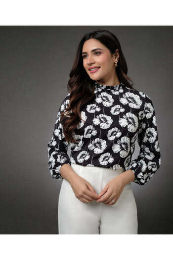Zigzag Long Sleeve Printed Top