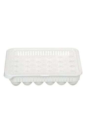SHOPIENS Plastic Egg Tray with Lid Shopiens® with 30 Compartments, 33.5 x 27.8 x 7.3 cm
