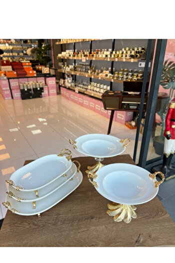 PONCİKPAZAR 5 Piece Porcelain Presentation Set 3+2 Series **