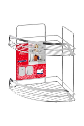 Italbox Francy corner shelf, 2 shelves, chrome steel, silver, 22x22x34 cm