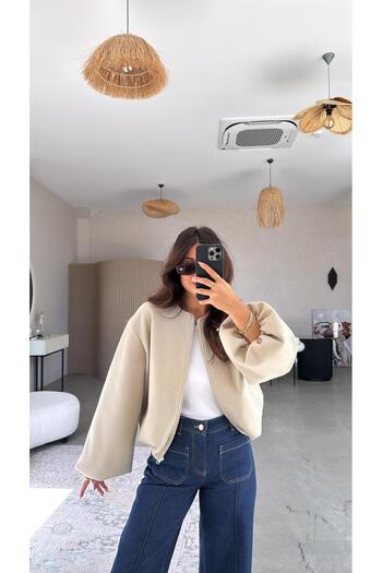 Buket Teke Stone Balloon Sleeve Cashmere Jacket