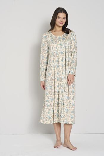 Pijadore Women's Floral Print Long Sleeve Nightgown C3T0N91