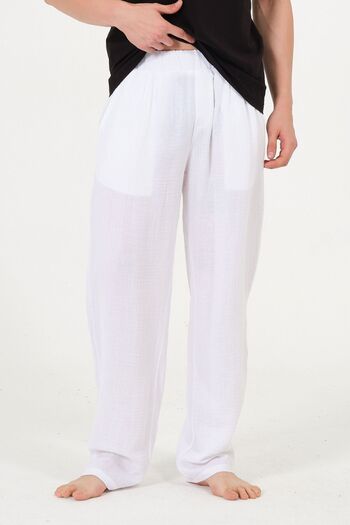 RELAXL 100% Cotton Muslin Casual White Pajama Set Plus Size