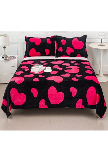 CHIRASO Cocolino Blanket Set 200x230, Soft and Fluffy, Double Bed, plus 2 Pillowcases, Hearts