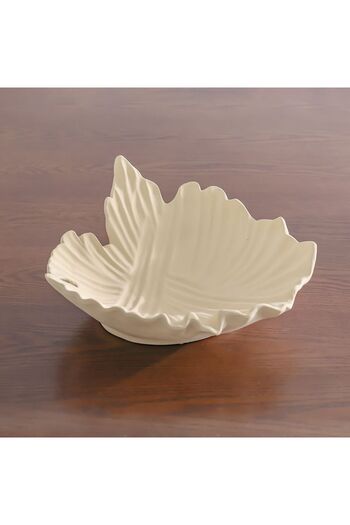 Danube Home Venice Ceramic Leafy Platter – Nature-Inspired Elegant Serving Dish 39x36x17 cm