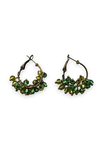 dela otantik Handmade Beaded Authentic Hoop Earring - Multi-Colored Bohemian Vintage Model Bijouterie Jewelry