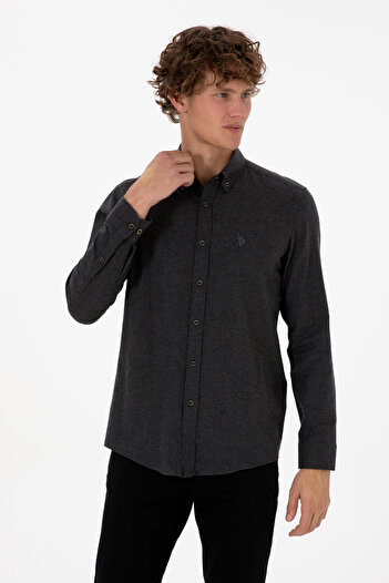 U.S. Polo Assn. Men's Black Long Sleeve Basic Shirt 50316721-Vr046