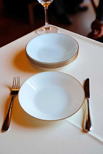 Luminarc Arcopal Zelie 6-Piece 20 cm Gilded White Deep Dinner Plate Gld
