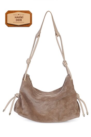 Alessia Bag Feyre Genuine Suede Leather Knot Detailed Shoulder Bag