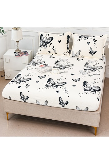 CHIRASO Cocolino Bed Cover Set with Elastic CHIRASO, 180x200+30cm and 2 Pillowcases, Butterflies