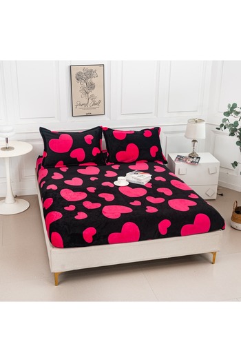 CHIRASO Cocolino Bed Cover Set with Elastic CHIRASO, 180x200+30cm and 2 Pillowcases, Hearts