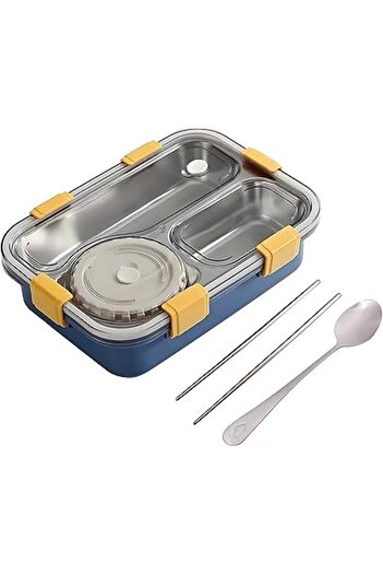 Generic BrainGiggles Stainless Steel Bento Lunch Box with Soup Bowl | 3-Compartments Tiffin Box for Adults K