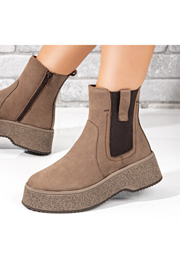 BMoD Beige women's boots with an elastic insert, made of genuine leather MOD10616