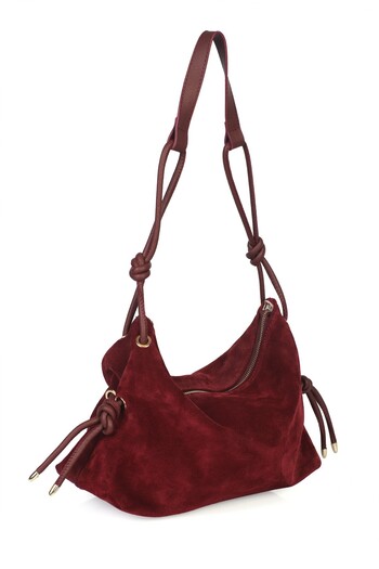 Alessia Bag Feyre Genuine Suede Leather Knot Detailed Shoulder Bag