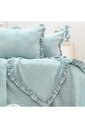Şaheser Jacquard cotton blanket 240x260cm + 2 pillowcases, Marta Mint green
