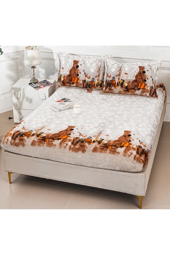 CHIRASO Cocolino Bed Cover Set with Elastic CHIRASO, 180x200+30cm and 2 Pillowcases, Bears