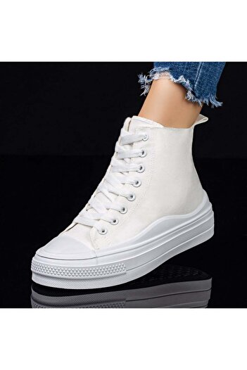BMoD White women's athletic boots with a thick sole MOD07978