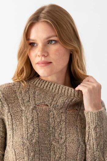 Noi Belis Knitted Detailed Crew Neck Sweater Aw25Kz0043