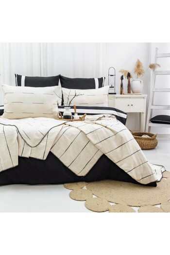 Şaheser Muslin blanket 240x260cm + 2 pillowcases, Steva Black