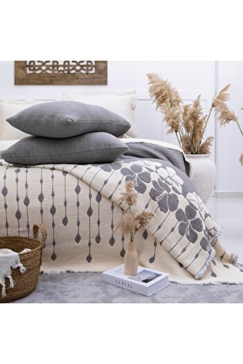 Şaheser Muslin blanket 240x260cm + 2 pillowcases, Saheser Home, Sole Grey
